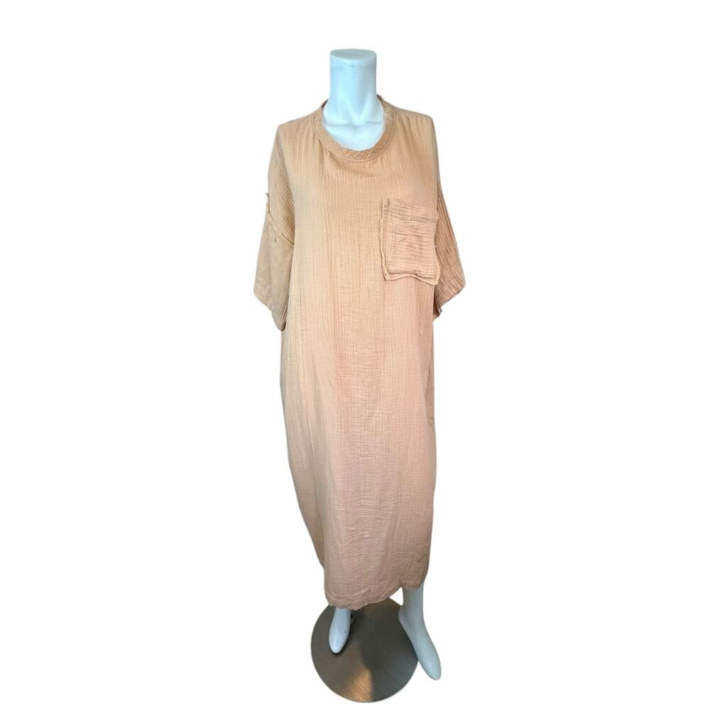 Maurie + Eve Women's Oversized Orange Cotton Gauze Take me Away Dress Apricot 4 - Picture 15 of 15